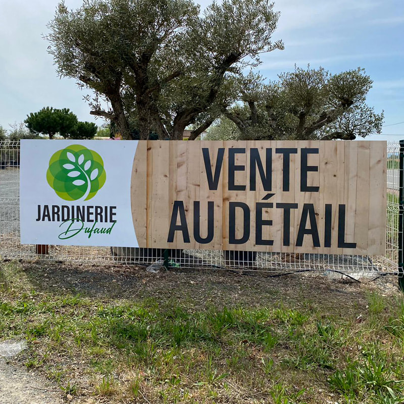 Signalétique panneau mureau pour la jardinerie dufaud à Saint-Georges-de-Reneins (69)